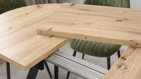 Mazzoni ALMO Artisan Eiken / zwarte poten - OVALE UITSCHUIFTAFEL 140-240 cm VOOR 10-12 PERSONEN