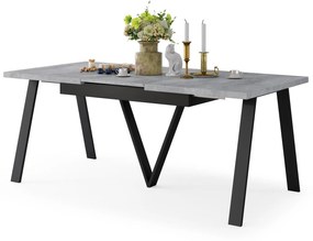 AVERY Beton Millenium/onderkant zwart - LOFT/INDUSTRIËLE TAFEL VOOR WOONKAMER/EETKAMER UITKLAPBAAR TOT 330 cm!