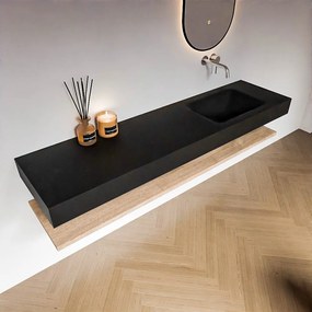Zaro Alan badmeubel 180cm met planchet washed oak en vrijhangende wastafel cloud rechts zonder kraangat urban