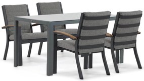 Tuinset 4 personen 150 cm Aluminium/teak Grijs Osmen Midura/Venustas