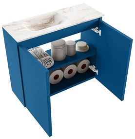 Mondiaz Ture DLux toiletmeubel 60cm jeans met wastafel frappe links met kraangat