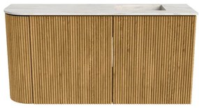 Mondiaz Joya DLux 80cm toiletmeubel ronding links oak met wastafel faye rechts 1 kraangat ostra