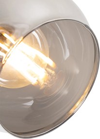 Art Deco spot zwart met smoke glas en hout - Vidro