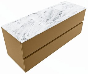 Mondiaz Vica DLux badmeubel 130cm oro 2 lades met wastafel glace midden zonder kraangat