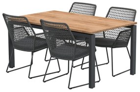 4 Seasons Outdoor Babilonia eetset met Belair teak tafel 240 cm  Tuinset    houtkleur weerbestendig