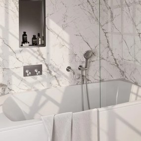 BRAUER Stripe Thermostatische Badkraan - drukknoppen - SET 04 - inbouw - uitloop - 3-standen handdouche - doucheslang - wandaansluitbocht - RVS-kleurig geborsteld PVD 5-NG-364