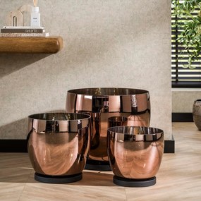 Lage Vloerlamp Van Koperkleurig Glas 48 Cm