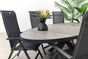 Hartman Milaan/Silva houtlook 240x115 cm. ovale tuinset - 7-delig