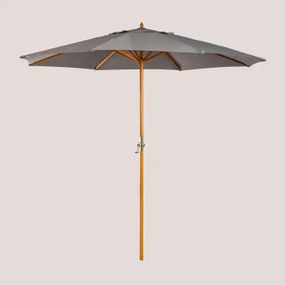 Houten en stoffen parasol (Ø290 cm) Cretas Legergrijs - Sklum