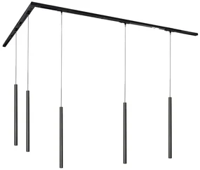 Modern railsysteem met 5 hanglampen zwart 1-fase - Iconic Frini Modern G9 Binnenverlichting Lamp