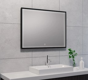 Mueller Square LED spiegel 80x60cm mat zwart met spiegelverwarming