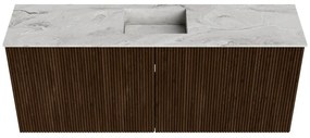 Mondiaz Joya DLux 100cm toiletmeubel walnut met wastafel faye midden zonder kraangat glace