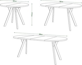 ALMO 100 Zwarte/Zwarte poten - RONDE LOFT/INDUSTRIËLE TAFEL VOOR WOONKAMER/EETKAMER, UITSCHUIFBAAR