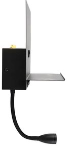 Moderne wandlamp zwart met USB en flexarm - Flero