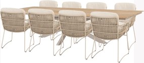 4 Seasons Outdoor Murcia tuinset latte met Minerva tafel met teak blad 280 cm * Sale * Tuinset   beige weerbestendig