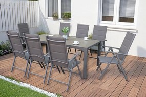 Garden Point grijze aluminium tuinmeubelen met grote Polywood Verona tafel voor 10 personen