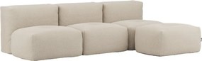 Soft Zitzak Indoor 3 Seater Open + Pouf - Teddy Beige
