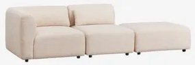 Modulaire Hoekbank Van 2 Delen Met Poef Fogler Teddystof Crème Beige - Sklum