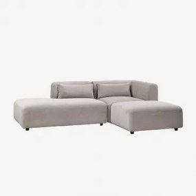 Modulaire Hoekbank Van 2 Delen Met Linker Divan En Poef Fogler Corduroy Licht Taupegrijs - Sklum