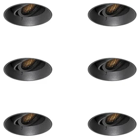 Set van 6 Moderne inbouwspot zwart GU10 rond trimless - Oneon Honey GU10 Binnenverlichting Lamp