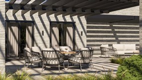 4 Seasons Outdoor Calpi low dining set met Saba tafel Ø 160 cm    antraciet weerbestendig