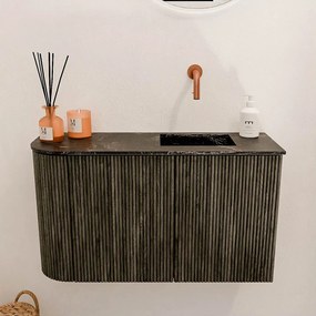 Mondiaz Joya DLux 70cm toiletmeubel ronding links shadow met wastafel faye rechts zonder kraangat lava