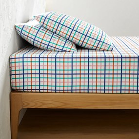 Hoeslaken katoen omslag 30 cm, TABAKA CARREAUX