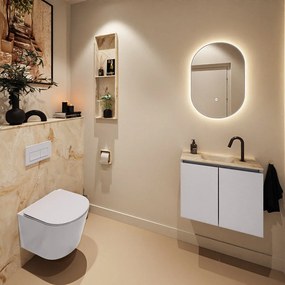 Mondiaz Ture DLux toiletmeubel 60cm cale met wastafel frappe midden met kraangat