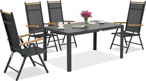 Aluminium tuinmeubelen polywood Verona Wood voor 4 osób Garden Point zwart