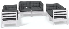 vidaXL 6-delige Loungeset met kussens massief grenenhout