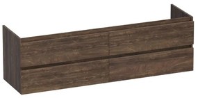 BRAUER Solution Wastafelonderkast - 160x46x50cm - 4 softclose greeploze lades - 2 sifonuitsparing - MFC - burned bark 1996