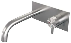 Brauer Brushed Edition Wastafelmengkraan inbouw - gebogen uitloop links - hendel kort smal - afdekplaat - model B 1 - PVD - geborsteld RVS 5-NG-004-B5