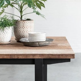 DTP Home Odeon Teakhouten Eettafel Met Zwarte Poot 175 Cm - 175 X 90cm.