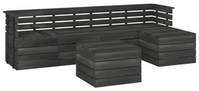 vidaXL 6-delige Loungeset pallet massief grenenhout donkergrijs