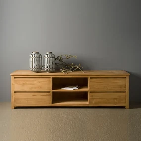 Tower Living Hoog Tv-meubel Teak - 4 Lades - 200cm Corona - 200x50x60cm.