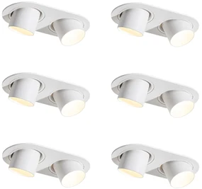 Set van 6 inbouwspots wit GU10 35mm kantelbaar 2-lichts - Installa Binnenverlichting Lamp