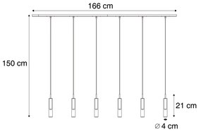Modern railsysteem zwart met 6 hanglampen goud met amber glas 1-fase - Slimline Loyce Modern G9 Binnenverlichting Lamp