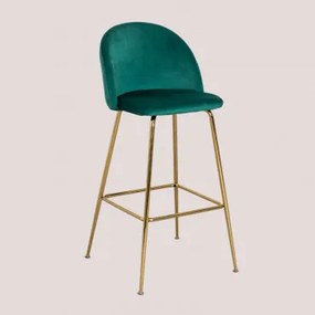 Set Van 2 Hoge Krukken In Fluweel Kana Design Goud & Jungle Groen & ↑75 Cm - Sklum