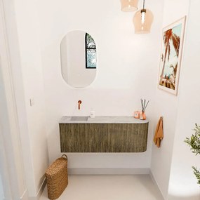 Mondiaz Joya DLux 110cm toiletmeubel ronding rechts dusk met wastafel faye links zonder kraangat glace