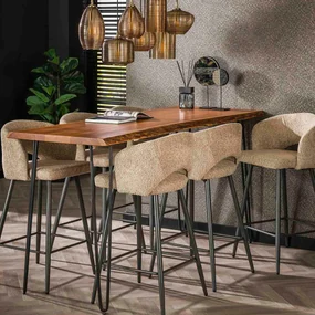 Barstoel Met Ronde Rug Boucle Zandkleur