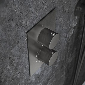 Saniclear Iron Stripes Pro inbouw badkraan met vrijstaande uitloop verouderd ijzer - gunmetal