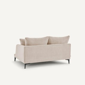 Halve bank in stone-kleurig fluweel, 2-zit, MODERNISTE