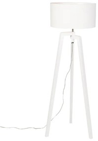 Vloerlamp tripod wit hout met witte kap 50 cm - Puros Modern E27 Binnenverlichting Lamp