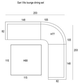 Garden Impressions San Vito lounge dining set 4-delig - donker grijs