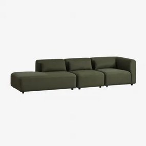 Fogler 3-delige Modulaire Hoekbank Met Chaise Longue Chenille Groen – Salie - Sklum