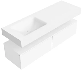 Zaro Alan badmeubel 140cm talc 2 lades met vrijhangende wastafel cloud links zonder kraangat talc