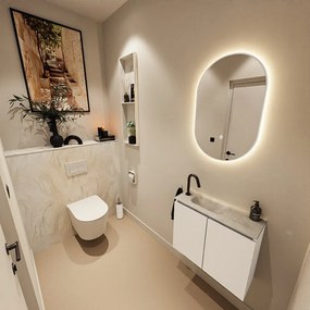 Mondiaz Ture DLux toiletmeubel 60cm talc met wastafel ostra links met kraangat