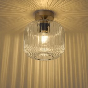 Art Deco plafondlamp messing met helder glas - Karel