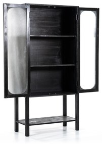 By-Boo Eden Zwarte Kast Met Ribbelglas - 75x35x160cm.