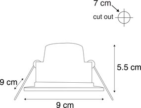 Set van 6 moderne inbouwspots zwart incl. LED 3-staps dimbaar IP65 - Simply
